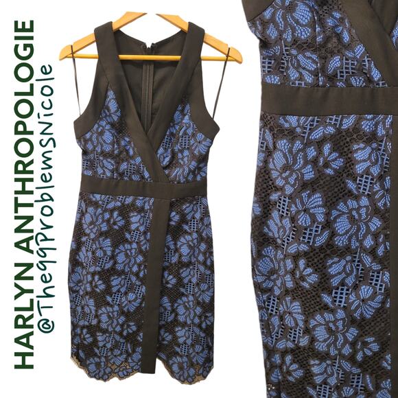 Anthropologie Harlyn Two Tone Lane Surplice Cocktail Dress - Picture 6 of 8